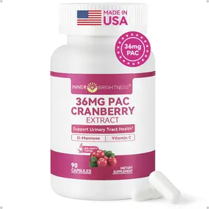 Cranberry Supplement 36 mg PAC with D-Mannose & Vitamin C, Cranberry Pills for Women, Cranberry Capsules, 3-in-1 Daily Urinary Tract Support, Soluble A-Type PACs, Vegan, Gluten-Free, 90 Capsules
