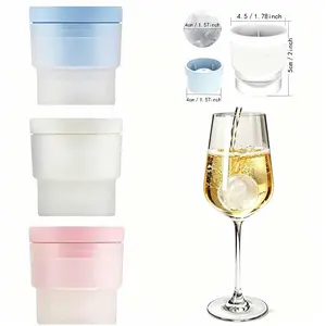3 Pack Silicone Ice Ball Maker | 1.5" Round Sphere Ice Cubes for Drinks