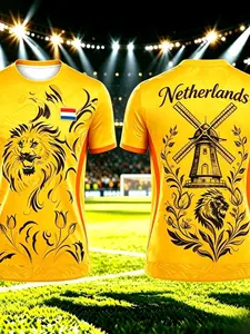 Dutch Team Original Style Jersey, Summer Men's Round Neck Short Sleeve T-Shirt, Fashion Trendy, Outdoor Sports, Casual Comfort Wear