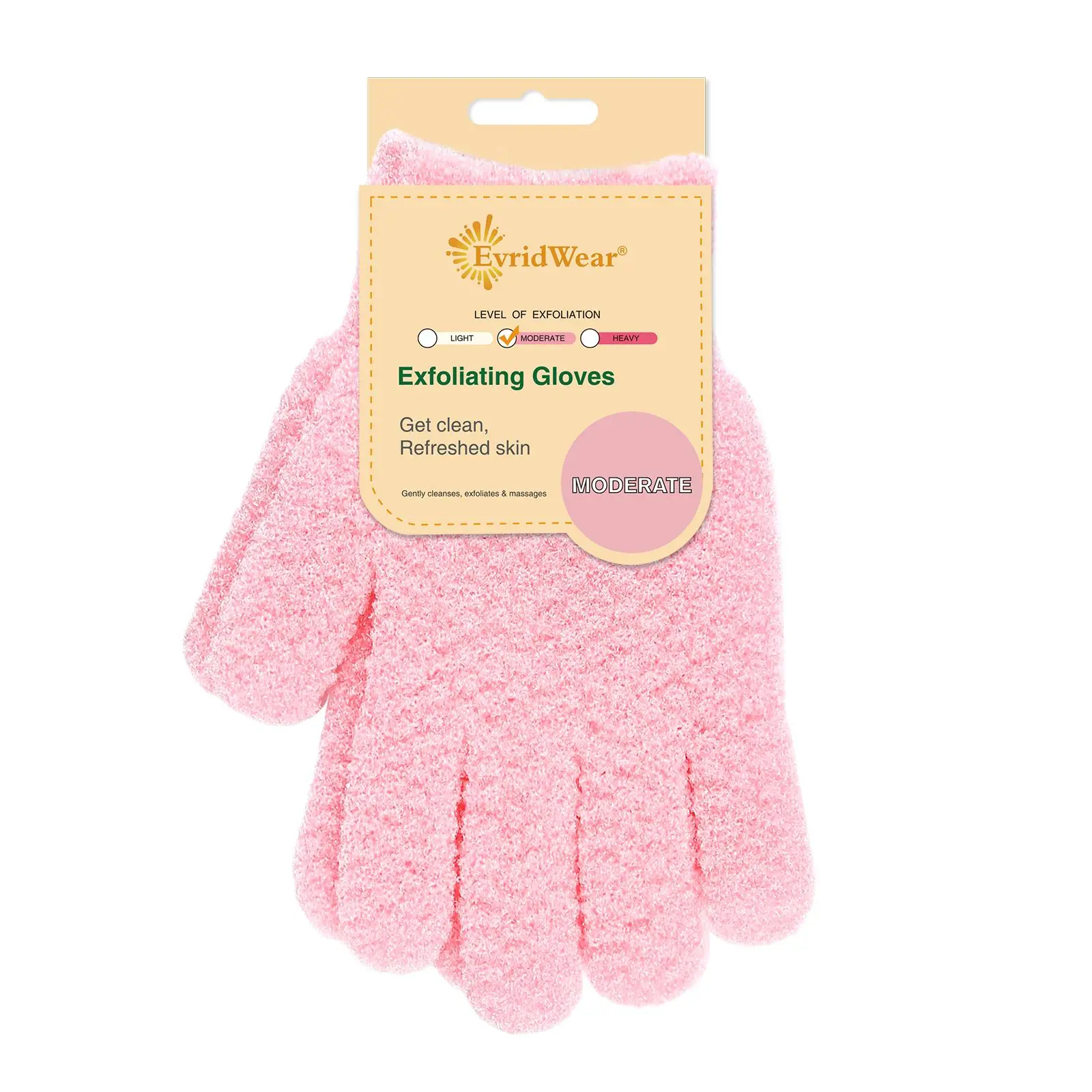 Evridwear Exfoliating Gloves for Shower, 100% Nylon Thick Soft Medium Heavy Bathing Gloves Dead Skin Remover Body Scrubber Smooth Skin with Hang Loop