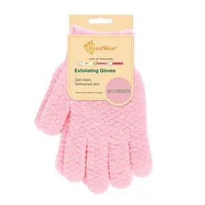 Evridwear Exfoliating Gloves for Shower, 100% Nylon Thick Soft Medium Heavy Bathing Gloves Dead Skin Remover Body Scrubber Smooth Skin with Hang Loop