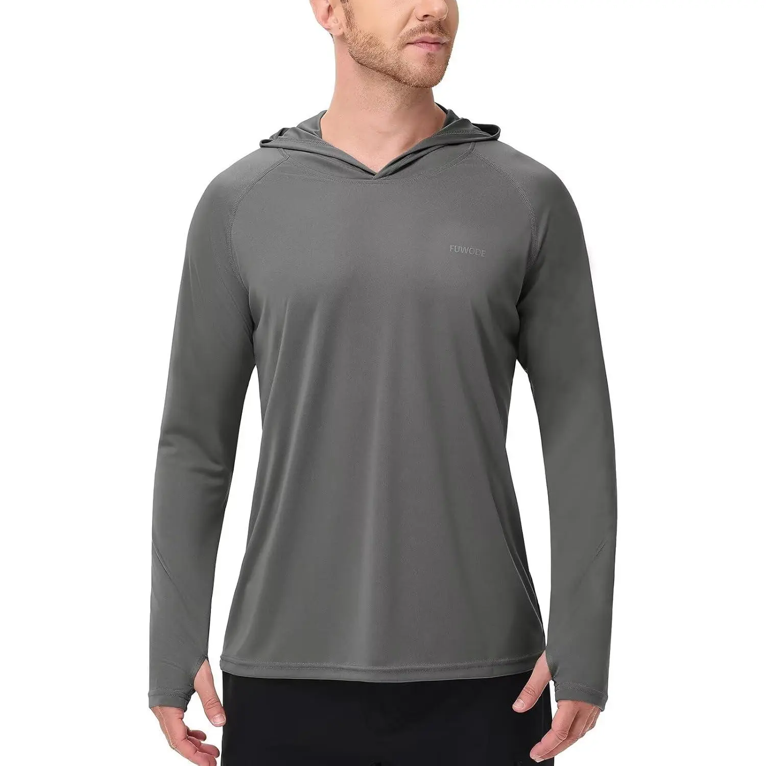 Men's Sports Hoodie, Long Sleeve Breathable Top with UPF 50+ Sun Protection, Quick-Dry for Fishing & Running