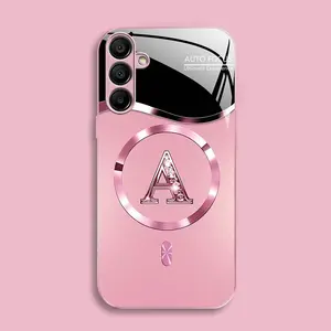 Suitable for [Galaxy A15] high-end MagSafe phone case🥰, Luxury Personal Initial Magnetic Case Viral Bling Diamond Letter Cover #SummerVibes 952