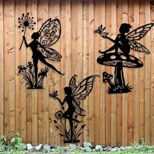 3pcs Iron Art Fairy Wall Decorations, Artistic Outdoor Leaf Garden Art, Indoor Wrought Iron Fences, Home Decor for Living Room, Bedroom, Courtyard, Hallway