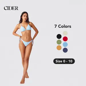 Cider [7 colors, size 2-10] Starfish Chain Knotted Triangle Bikini Set, Solid Swimsuit for Swimming Pool Beach Vacation, Low Waist Elegant Bikini Set, Tanning Season Bikini Bathing Suit