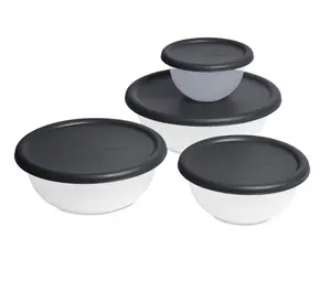 8-Piece Covered Bowl Set – 4 Sizes with Lids, Dark Gray