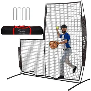 Baseball Softball Pitching Screen, Pitcher Protection Net with Upgrade Frame, Batting Pitching Net for Backyard Outdoor Field, L/I Screen with Carry Bag
