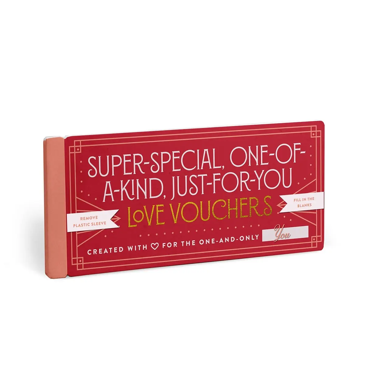 Knock Knock Personalizable Fill-In Love Coupons - Vertical Glimmering Metallic Cards, Fill-In-The-Blanks Booklet, Office Stationery for Couples with Treats