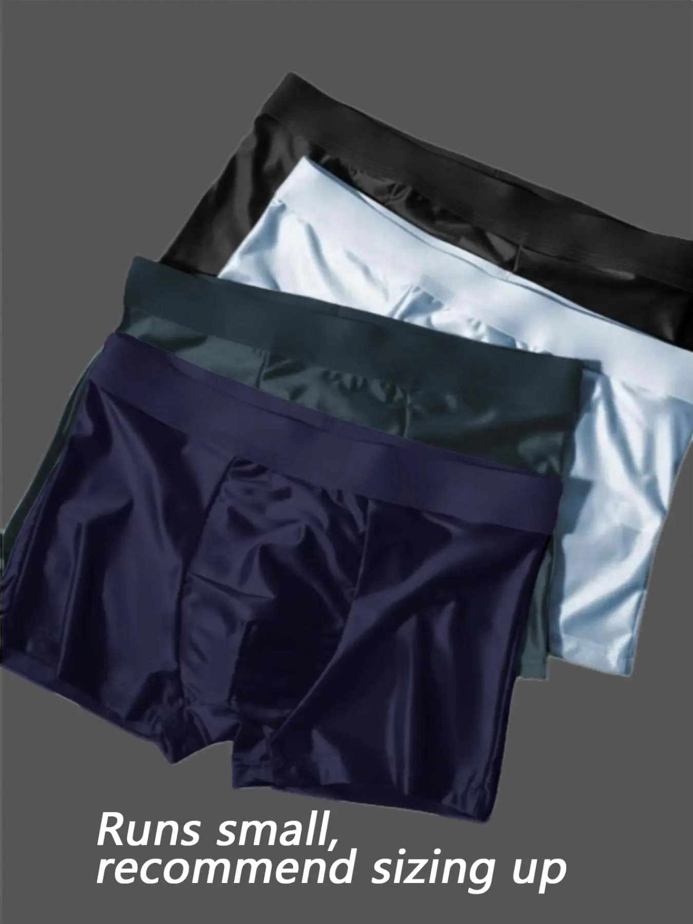 Men's Ice Silk Underwear Set, 4 Pcs Solid Color Boxer Shorts, Breathable Comfortable Fit, Ideal for Summer Wear