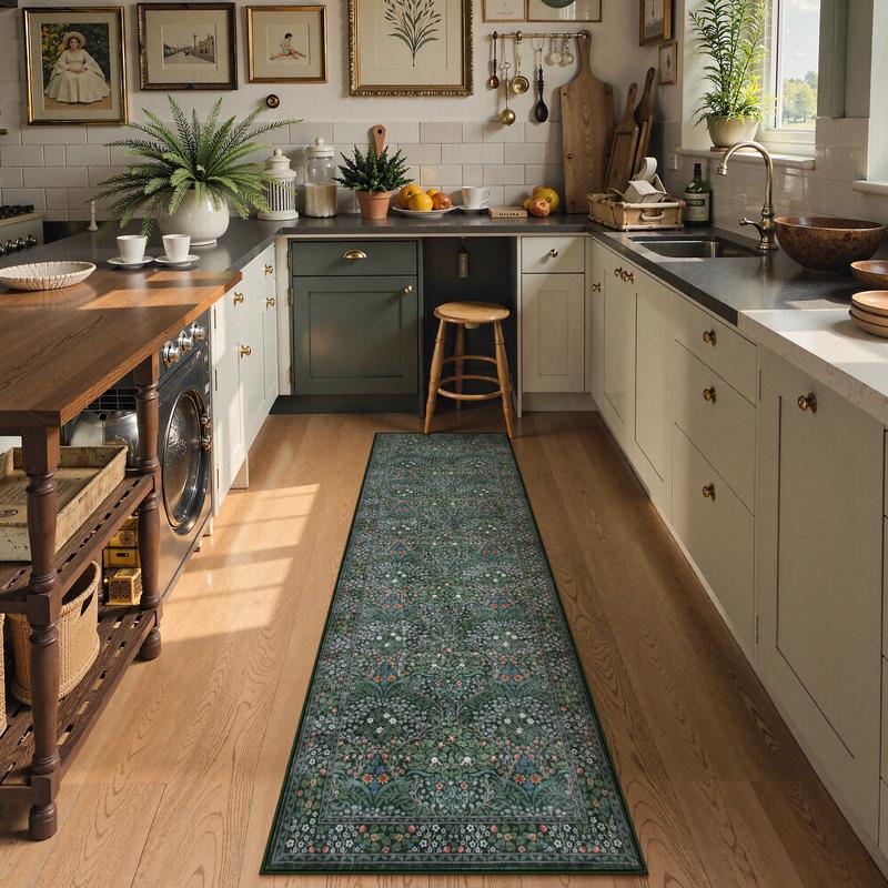 Lahome Floral Area Rugs, Soft Washable Rugs for Living Room Bedroom, Boho Non-Slip Forest Large Throw Carpet for Farmhouse Dining Room Office