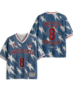 USA-Inspired Vintage Patriotic Star Print #8 Mesh Jersey