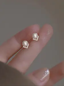 S925 Sterling Silver Zirconia & Faux Pearl Decorated Earrings, Elegant Jewelry for Women for Party, Daily Decor, Trendy All-match & Exquisite Jewelry for Birthday Gift