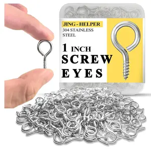 80PCS 1 Inch 304 Stainless Steel Heavy Duty Self Tapping Screw Eye Hooks for Wood Hanging Artwork