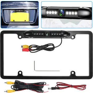 License Plate Backup Camera with 8 LED Lights,Waterproof License Plate Reverse Camera with 170° Wide Angle & Night Vision,Universal Back up Cameras Licenses Plates Mount