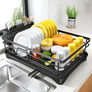 Dish Drying Rack for Kitchen Counter - Large Dish Rack with Drainboard, Rustproof Dish Drainer with Utensil Holder for Sink