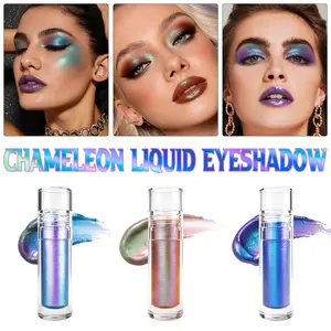 Duochrome Liquid Eyeshadow Color Shifting Metallic Shimmer Glitter Eye & Lip Makeup Multi Use Waterproof Long Lasting Highly Pigmented Holographic Eyeshadow for Party Festival Look highlight powder face