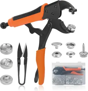 Upgraded Version Heavy Duty Snap Fastener Tool, Snap Setter Tool with 50 Sets Snaps, Fastener Pliers Tool Kit for Repairing Boat Covers, Replacing Metal Snaps, Canvas, Sewing, Tarps