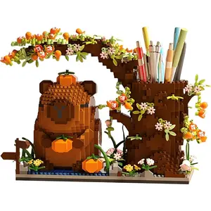 Waterhog Building Block Set, Bear building block, 1800+ Cute Animal & Flower Blocks, Kawaii Waterhog Gift, Includes Pen Holder/desktop Organizer, Adult Art Craft