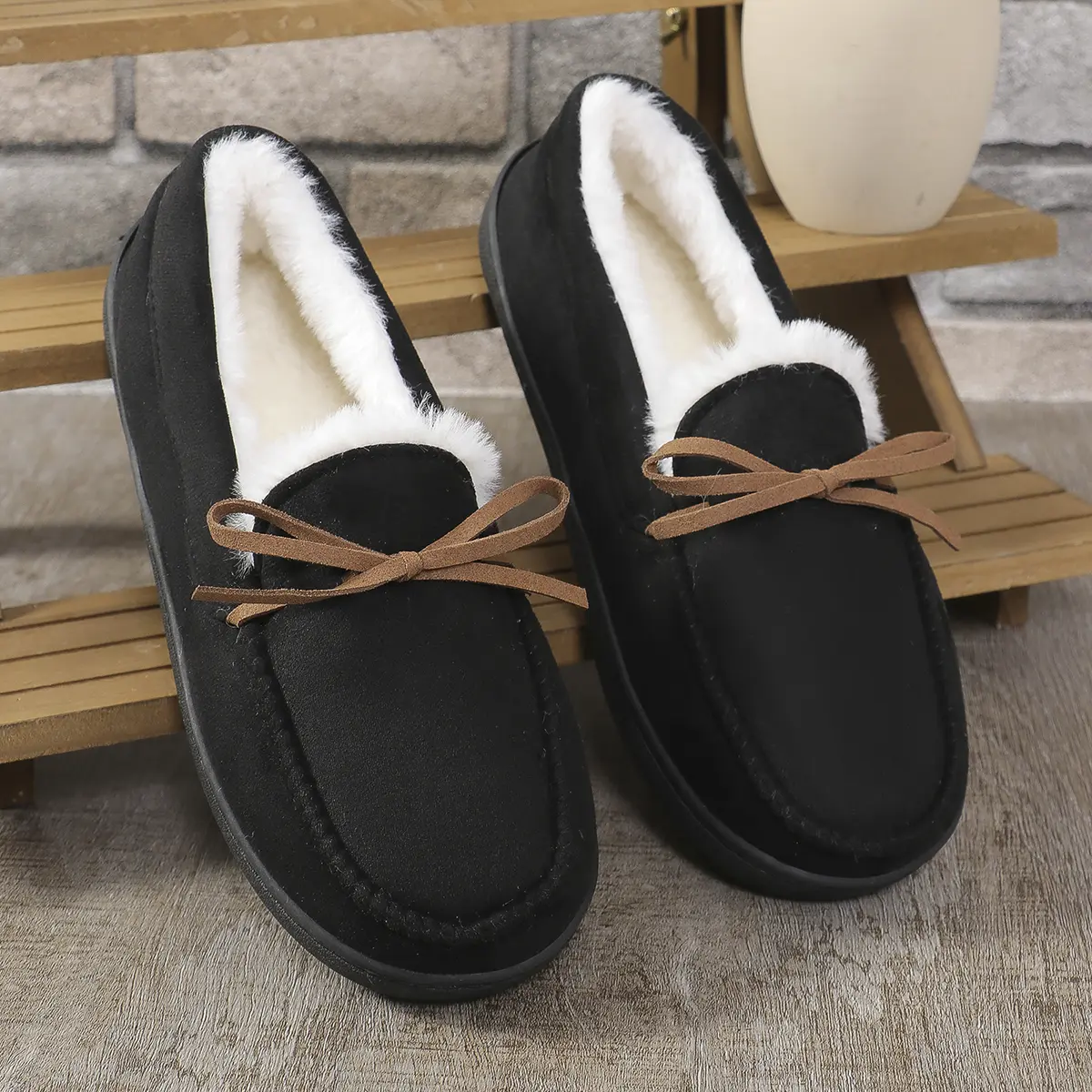 Cozy Teddy Fleece House Slippers, Soft Warm Silent Indoor Shoes, Machine Washable Non Slip Home Footwear for Men Women Couple Daily Household