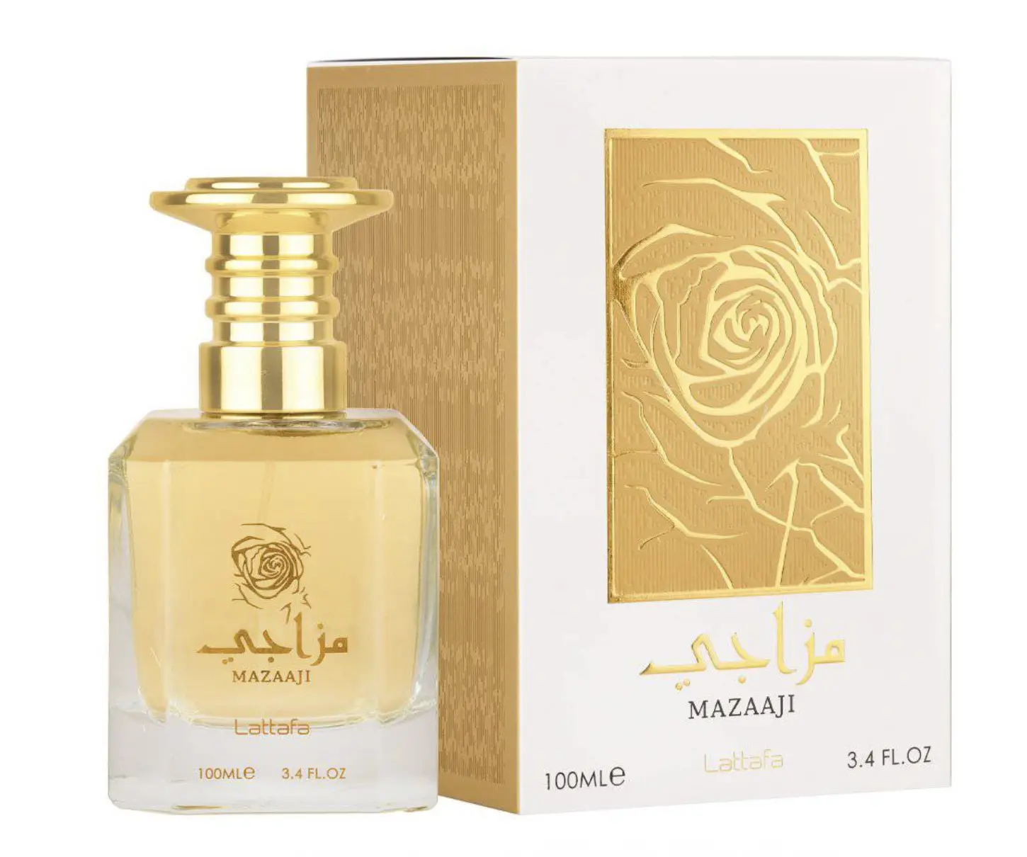 Lattafa Mazaaji Eau de Parfum for Women – 100ml (3.4oz) | Soft Floral, Powdery & White Musk Scent | Elegant & Long-Lasting | Perfumes Arabia Rose Fragrance