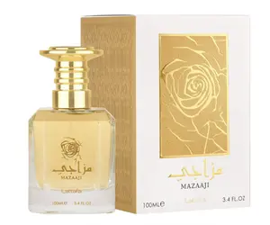 Lattafa Mazaaji Eau de Parfum for Women – 100ml (3.4oz) | Soft Floral, Powdery & White Musk Scent | Elegant & Long-Lasting | Perfumes Arabia Rose Fragrance