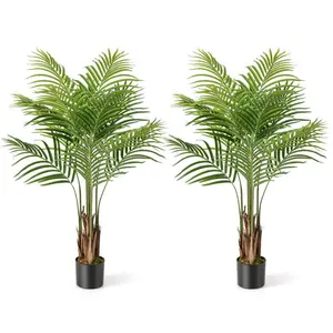 2 Pack 4.2 Feet Tall Artificial Palm Paradise Plant Large Fake Potted Tree
