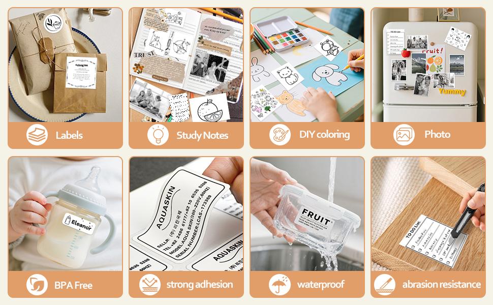 Self-Adhesive Thermal Paper, 57mm × 2.8m Mini Printer Papers Sticker Paper Thermal Printing Labels, Black on White, Compatible with D20, D21, S1 Mini Label Printers, 3 Rolls