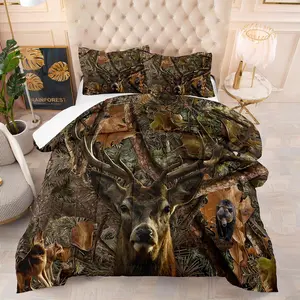 Deer Pattern Comforter Set, 1 Set Including 1 Comforter & 1/2 Counts Pillowcase, Soft Comfortable Bedding Set for Home Bedroom, Duvet Cover Set