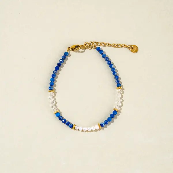 Lapis Lazuli Bracelet with Freshwater Pearl Handmade Jewelry September Birthstone Gifts Plated Everyday Wear Gemstone Bracelets Mothers day Gifts girl gift