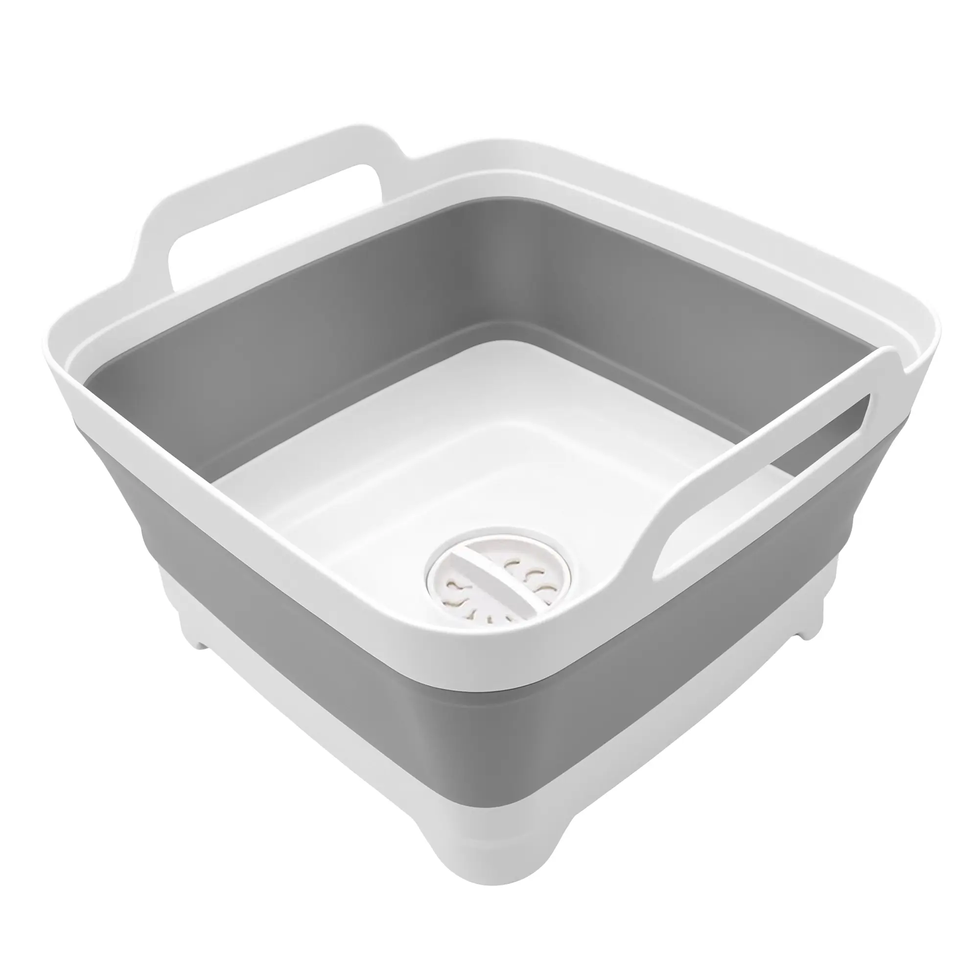 Dish Basin, 9 Liter Portable Washbasin with Drain Plug, Collapsible Bucket, Suitable for Camping, Vegetable Washing, Plastic Laundry Container,