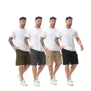 Men's Cargo Shorts Classic Elastic Waist Drawstring Casual Outdoor Work Shorts with 6 Pockets