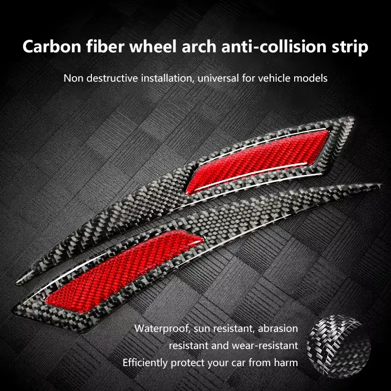 True Carbon Fiber Fender Strip Kit - Water Resistant, Anti-Scratch Wheel Arch Trim, Universal Sedan Bumper Protector, Auto Parts Accessories