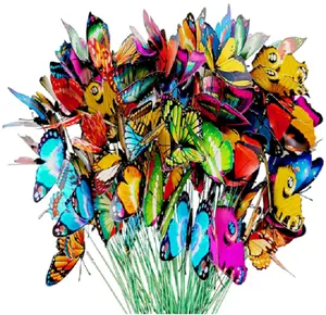 100-Piece Set of Outdoor Butterfly Stakes for Garden Decor Butterflies on Metal Wire Plant Stake Fairy Garden Accessories Gardening Gifts