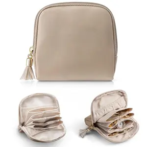 Tassel PU Leather Jewelry Storage Bag, Earrings Bracelet Organizer Mini Cosmetic Pouch