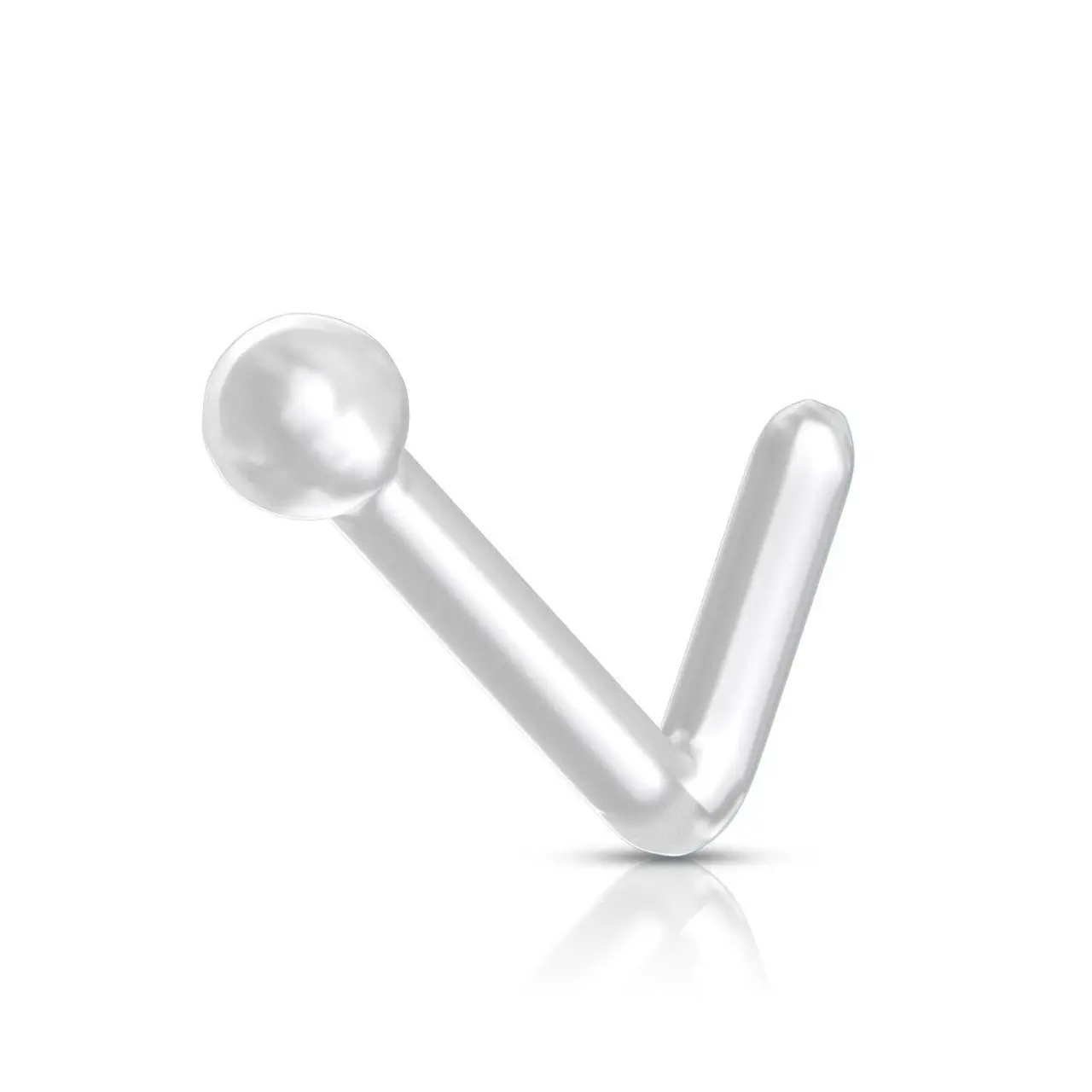Nose Ring Flexible Clear L Bend with 2mm Ball Retainer