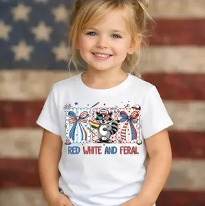 Red White and Feral T-Shirt, Patriotic Raccoon USA Fourth of July Tee, Independence Day Holiday Shirt, Red White and Blue Tee, Retro Summer Shirt, Vacation Shirt, Gift for Girls Women, Unisex Graphic Tee