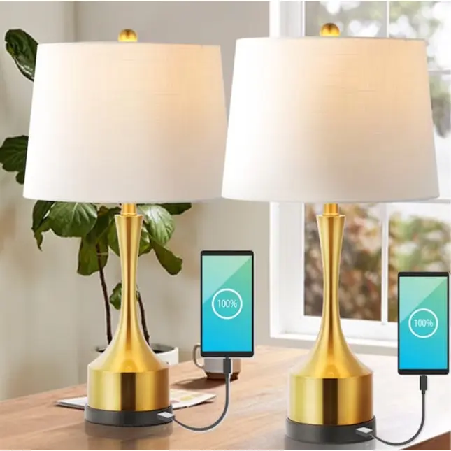 JONATHAN Y Cooper Classic French Country Iron LED Table Lamp with USB Charging Port , for bedroom, living room, foyer, hallways, dining room, dorms
