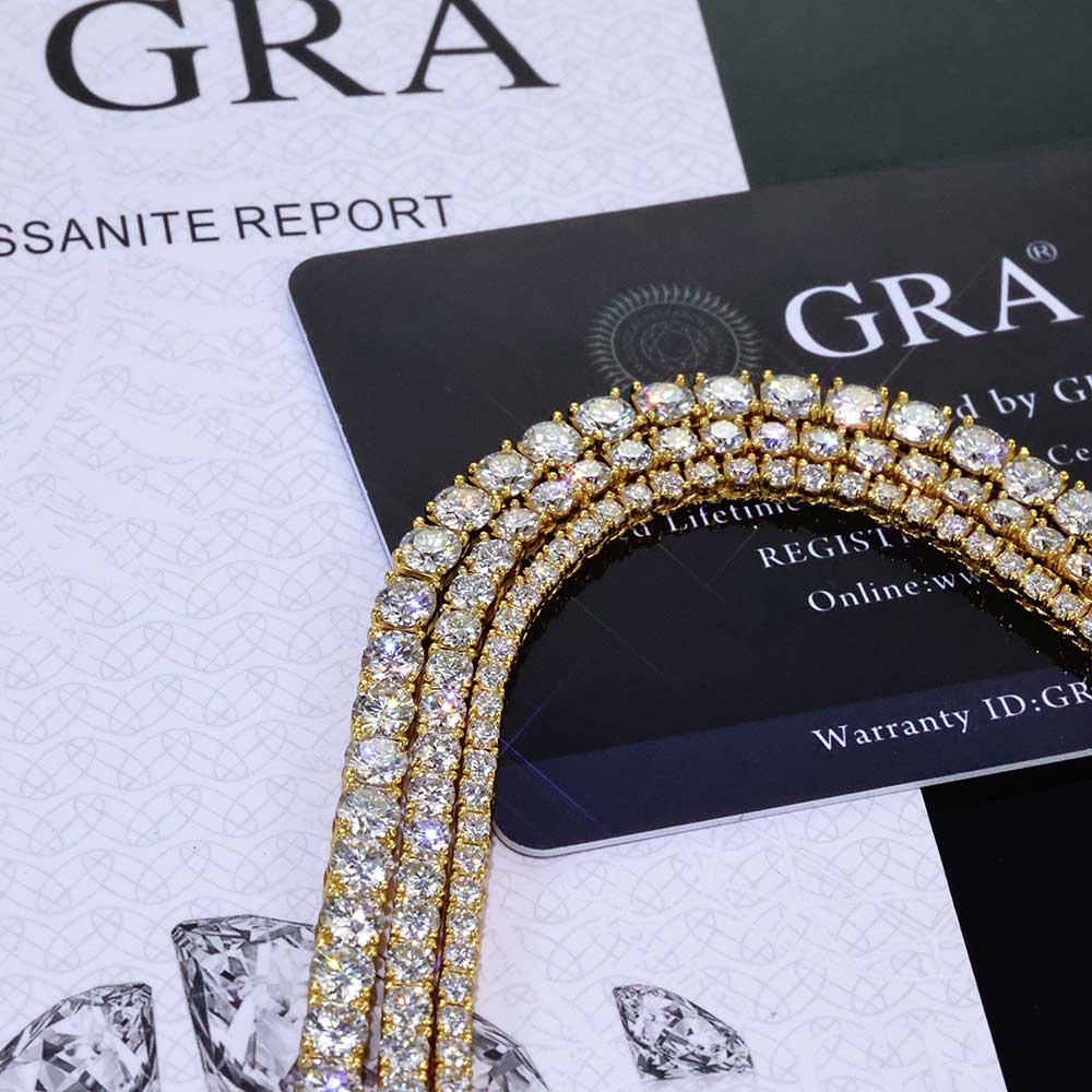 NUOYA Hip Hop Moissanite Tennis Necklace Ice Out VVS1 Diamond Chain Sparkling Jewelry Luxury Gifts for Men and Women