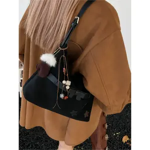 Niche hobo bag, versatile women's shoulder/crossbody bag, large capacity Commuter Bag, dumpling bag, zip closure, comes with a charm. Suitable for dates, shopping, commuting, and everyday use Hobo Crossbody Purses