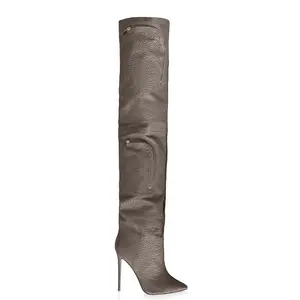 NICO TAUPE LEATHER CARGO BOOTS