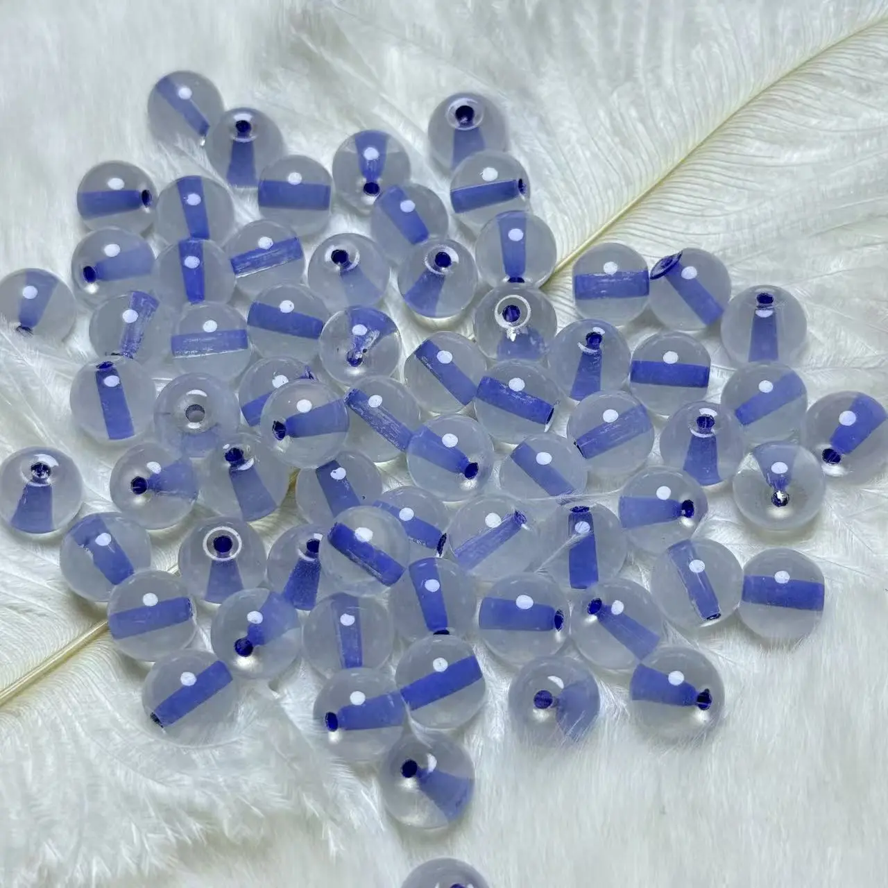【A108】10mm Clear Blue Inject Colored Glass Beads 50ml