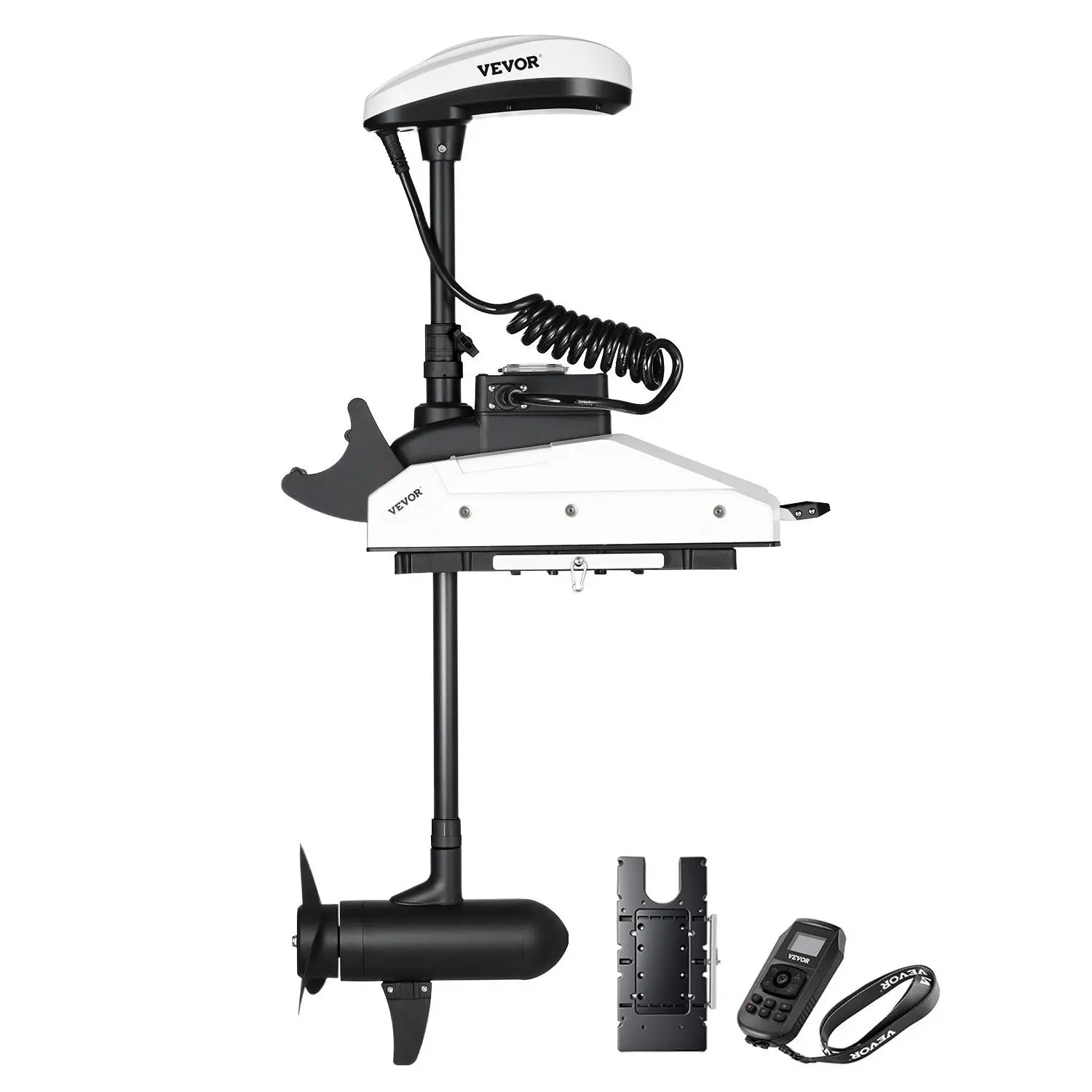 VEVOR Bow-Mounted Electric Trolling Motor, 55lbs Thrust with GPS, 10-Speed Saltwater-Safe Outboard, Remote Control, LCD Battery Indicator, 36-Inch Shaft for Kayaks, Fishing Boats (Battery-Compatible), Bow Mount