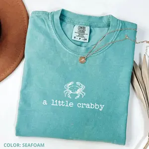 Minimalist Beach Shirt, Funny Meme Shirt, A Little Crabby, Summer Aesthetic, Oversize, Womens, Mens, Unisex Comfort Colors T-shirt