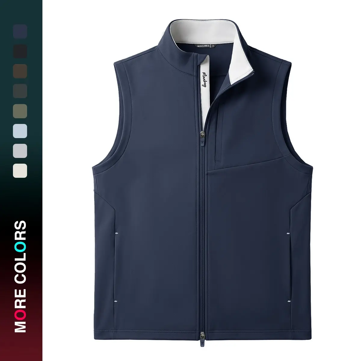 MAELREG Men's Golf Vest Softshell Sleeveless Jacket Full Zip Stretch 5 Zip Pockets Breathable Lightweight for Hiking Travel Running Outerwear