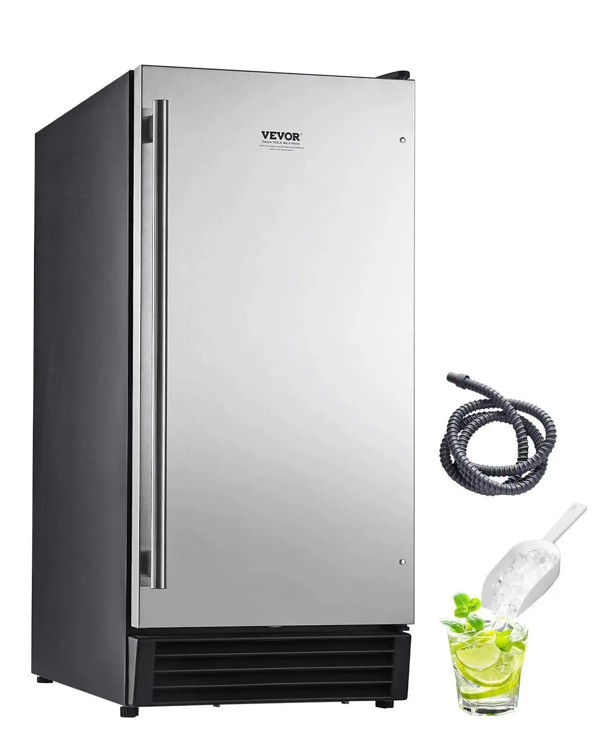 【Summerfinds】VEVOR Undercounter Built-in Ice Maker,  50 Lbs/Day Under Counter Ice Maker Machine with Drain Pump Reversible Door Stainless Steel, Freestanding Ice Maker for Commercial Home Kitchen