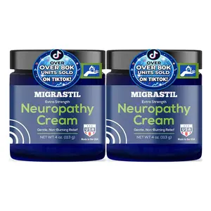 2 bottles Migrastil Neuropathy Cream, Soothing Cream for Feet, Legs, Hands, Etc. Aloe Shea Butter Gentle Clove Moisturizing Body Care Daily