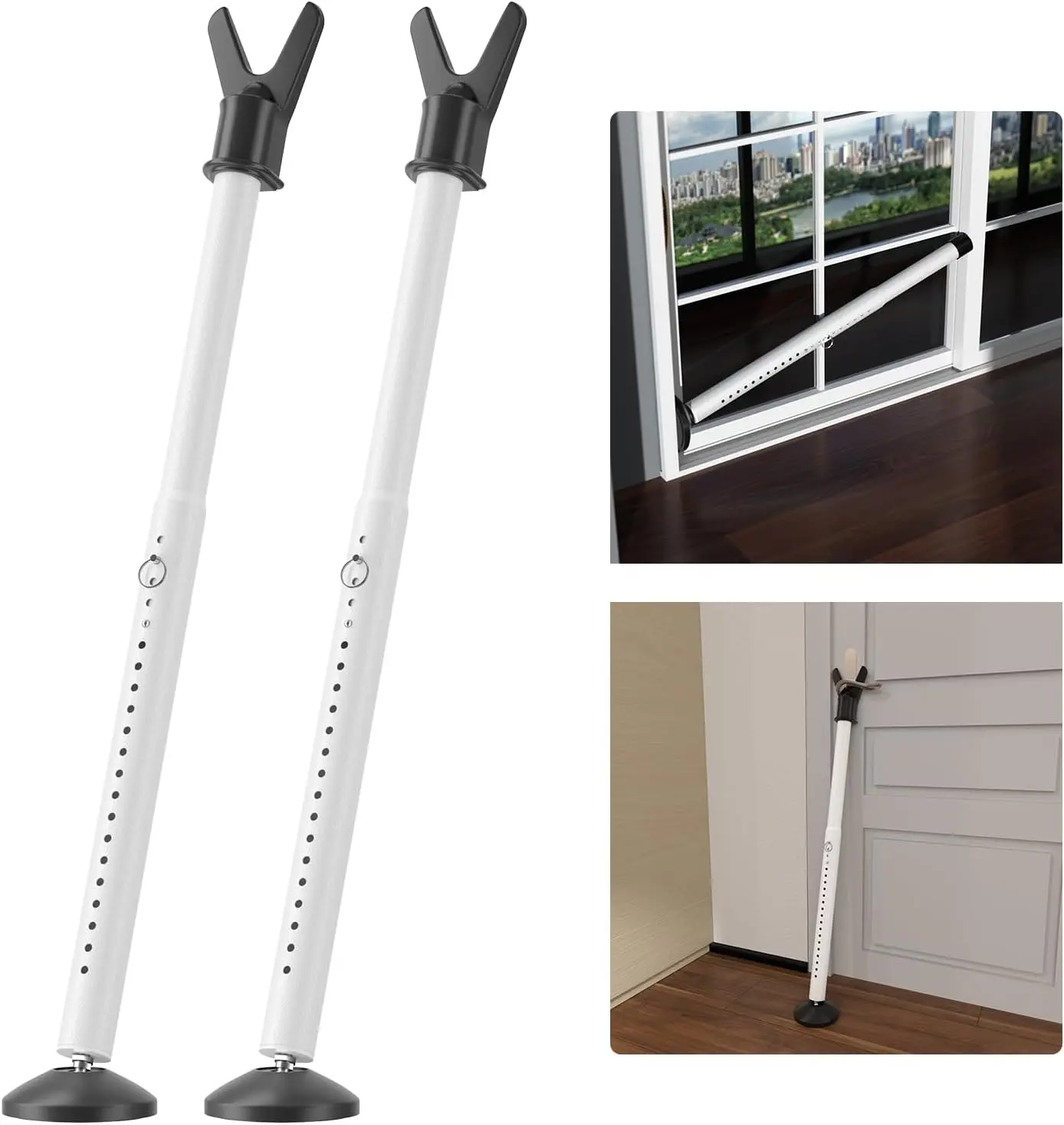 Door Security Bar 2 Pack, Duty Door Stoppers, 2 in 1 Door Jammer 18-51 Inch for Hinged & Doors, Large Non-Slip Base for Apartment Home Travel Hotel Dorm