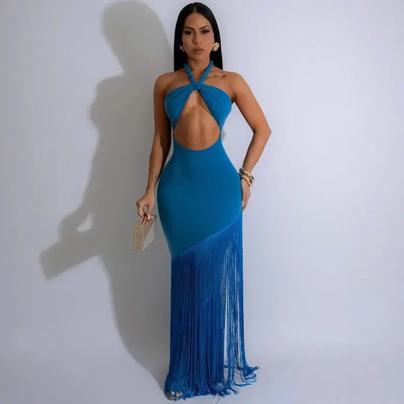 knee length dresses for ladies Nevaeh Hollow Out Backless Maxi Dress main image 1