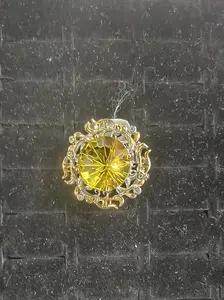 Mira(10501)gc.This is a beautiful natural citrine ring! Large faceted citrine, vintage 925 silver setting with gold plating. Adjustable size, very shiny, unique design. Great for you!