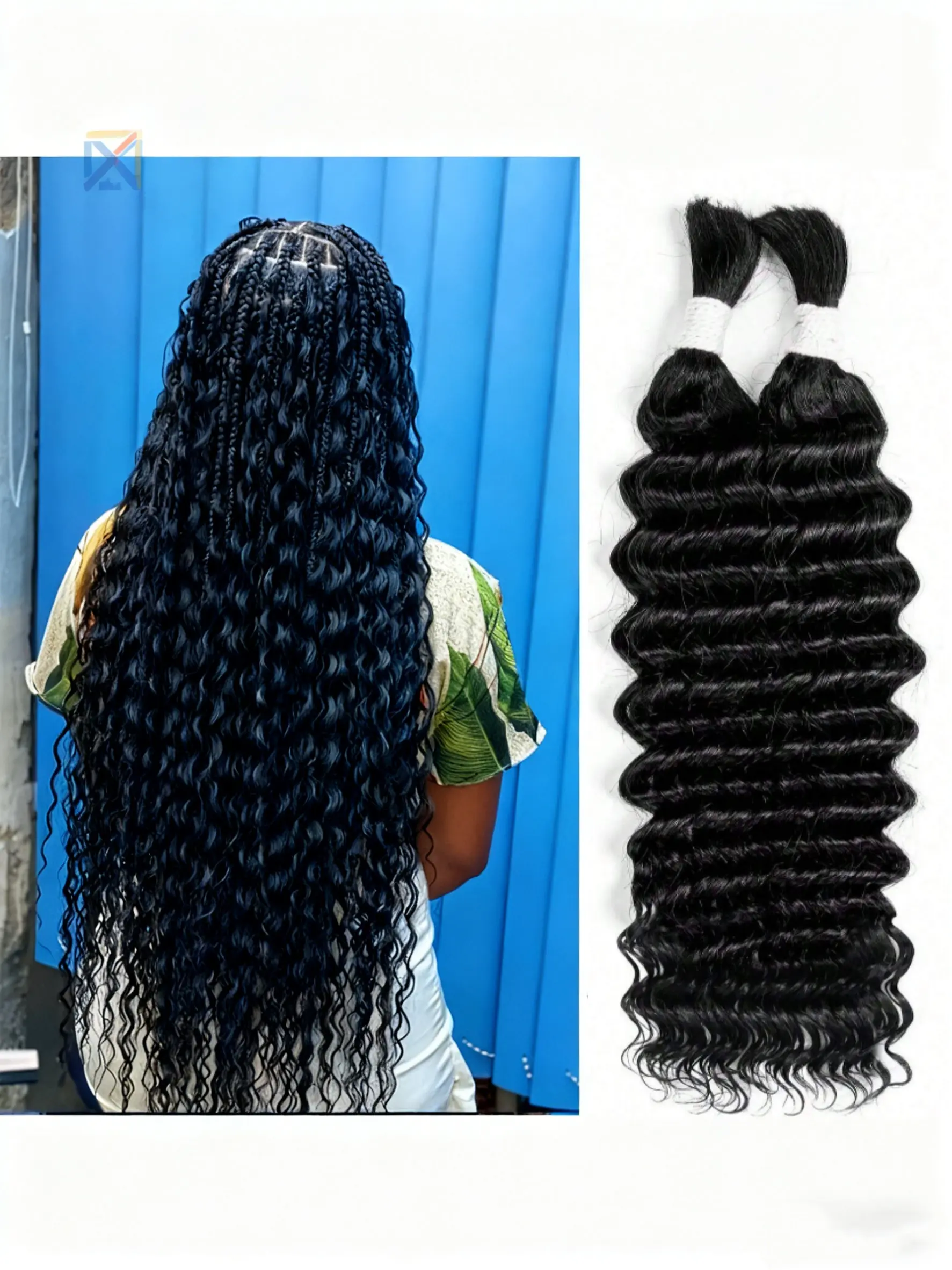 150g 18 Inch Curly Human Hair Extensions for Boho Braids Sew-In Amazon.com : 200G 18 Inch Boho Hair for Braiding Deep Wave  main image 2
